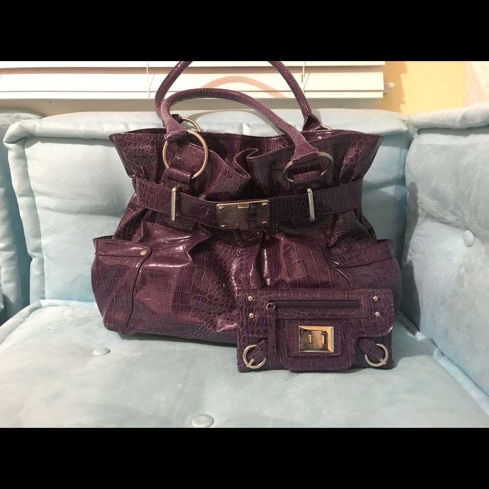 ICING purple leather purse and wallet